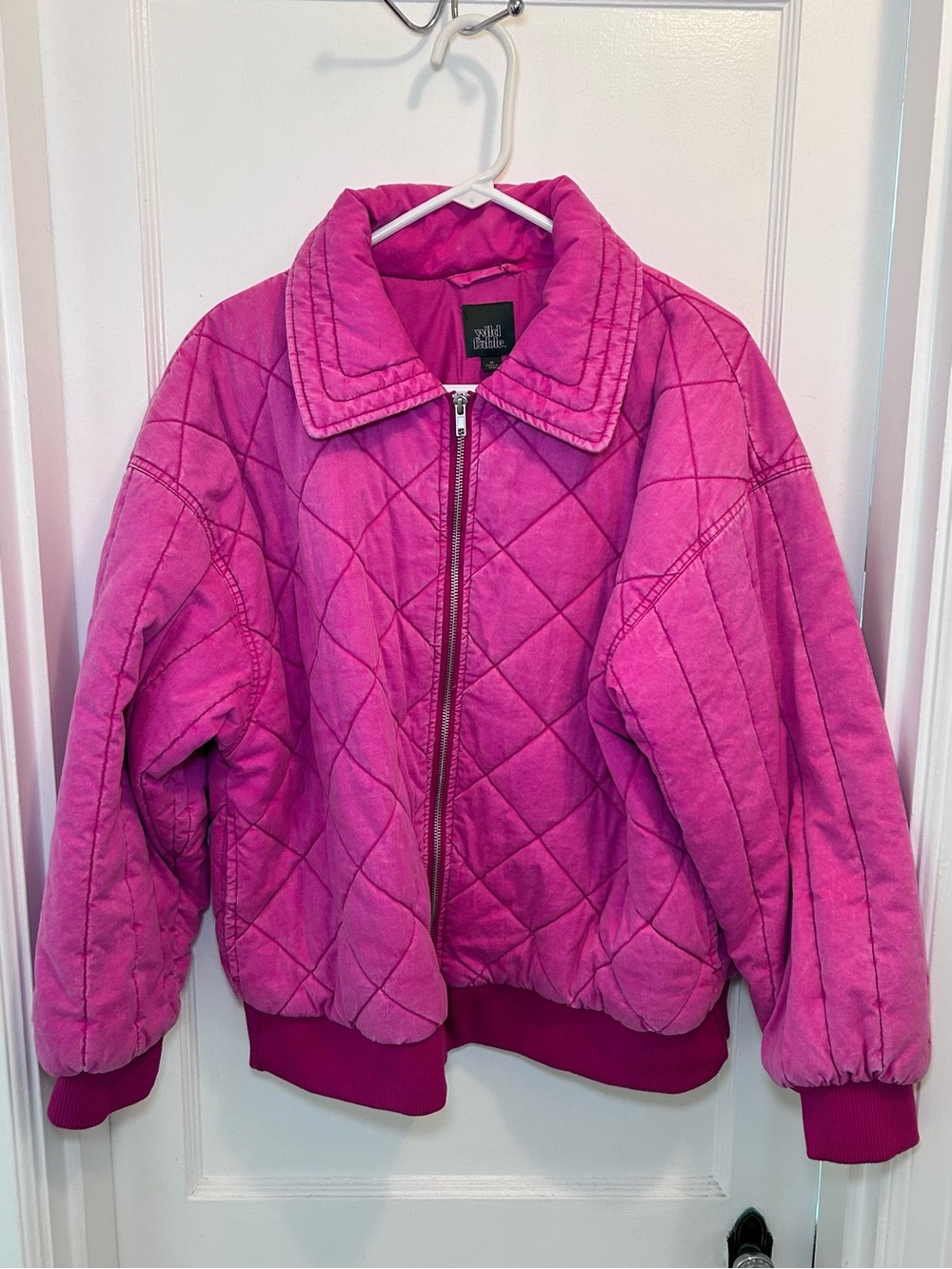 Wild Fable Pink Quilted Puffy Collared Full Zip Jacket Women’s Size M